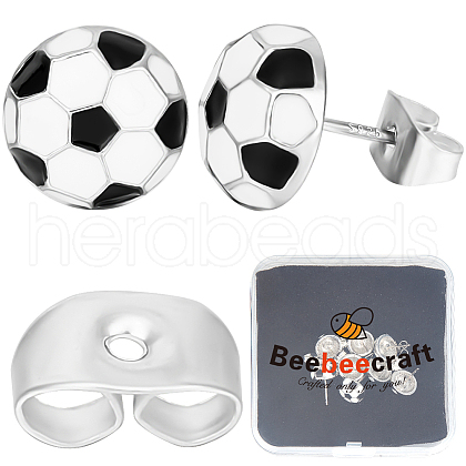 Beebeecraft 4 Pairs Sport Ball Alloy Stud Earrings for Women EJEW-BBC0001-52E-1