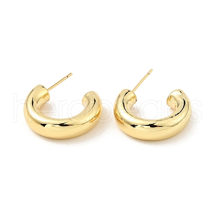 Brass Chunky C-shape Stud Earrings X-EJEW-G297-03C-G-1