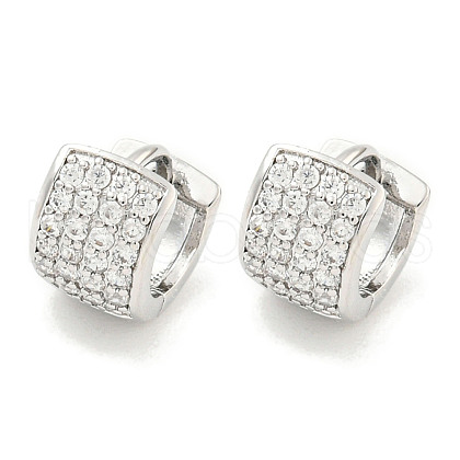 Brass Micro Pave Clear Cubic Zirconia Hoop Earrings Women EJEW-S228-10P-1
