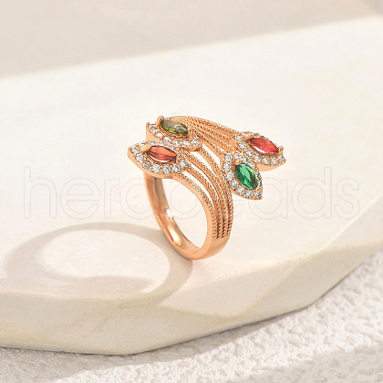 Brass Micro Pave Cubic Zirconia Finger Rings for Women JL0610-2-1