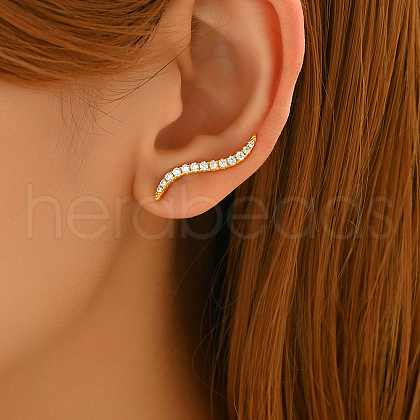 Elegant S925 Sterling Silver Clear Cubic Zirconia Stick Stud Earrings CV2607-1