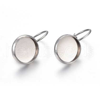 Tarnish Resistant 304 Stainless Steel Leverback Earring Settings X-STAS-F191-03P-10mm-1
