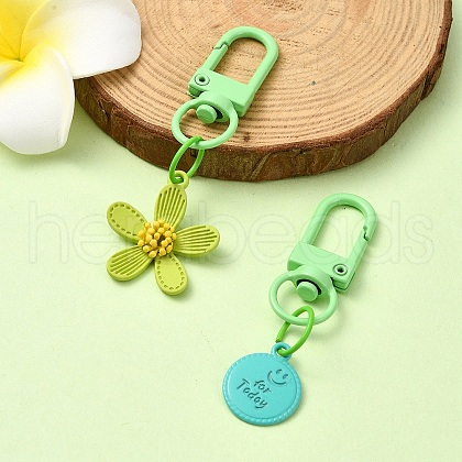 Spray Painted Alloy Pendant Decorations HJEW-YW00024-03-1