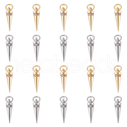 DICOSMETIC 20Pcs 2 Colors Rack Plating Brass Micro Pave Cubic Zirconia Charms KK-DC0003-33-1