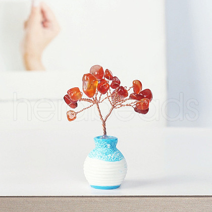 Mother's Day Resin Vase with Natural Carnelian Chips Tree Ornaments BOHO-PW0001-086B-03-1