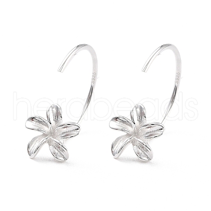 Flower 925 Sterling Silver Stud Earrings for Girl Women EJEW-I259-12S-1