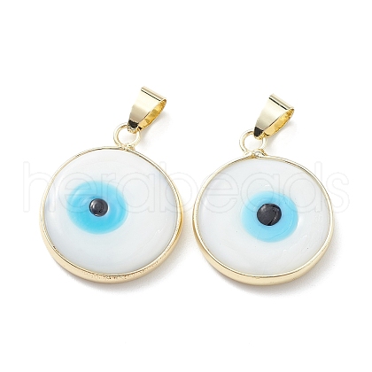 Handmade Evil Eye Lampwork Pendants LAMP-F031-02G-03-1