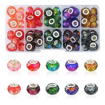 70Pcs 10 Colors Transparent Resin European Beads RPDL-YW0001-05-1