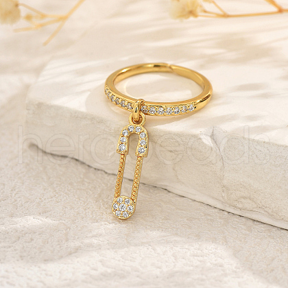 Brass Micro Pave Cubic Zirconia Pendant Finger Rings for Women OA1254-5-1
