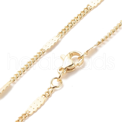 Brass Curb Chains with Rectangle Necklace for Women NJEW-P265-41G-1