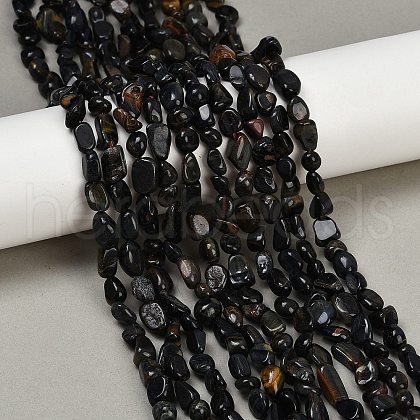 Dyed Natural Blue Tiger Eye Beads Strands G-Q060-D09-1