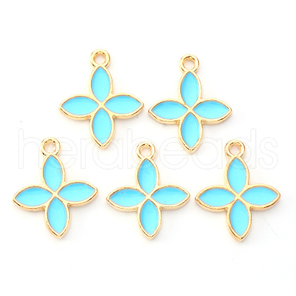Light Gold Plated Alloy Enamel Pendants X-ENAM-R136-15C-1