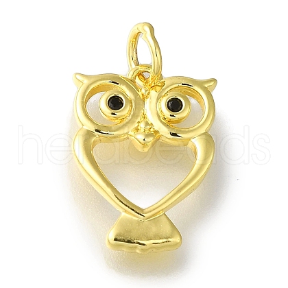 Owl Rack Plating Brass Micro Pave Cubic Zirconia Pendant KK-H485-17G-1