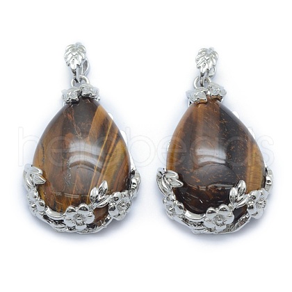 Natural Tiger Eye Pendants G-P393-B04-1