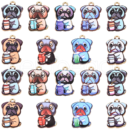 SUNNYCLUE 36Pcs 9 Colors Printed Alloy Enamel Pendants ENAM-SC0005-42-1
