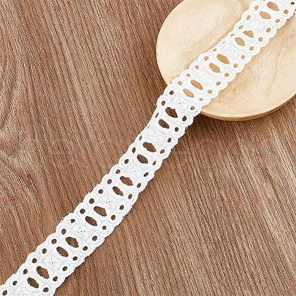 DELORIGIN 15 Yards Cotton Embroidery Flower Hollow Lace Ribbon OCOR-DR0001-05-1