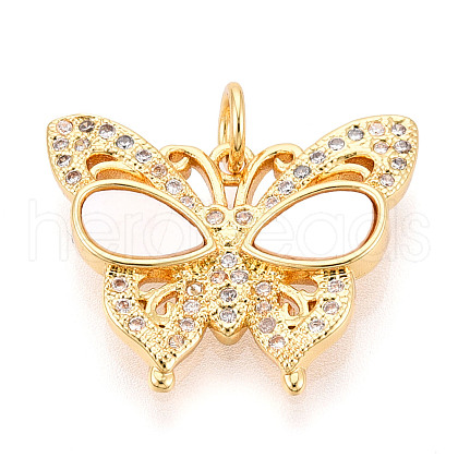 Brass Micro Pave Clear Cubic Zirconia Pendants KK-N268-37G-1