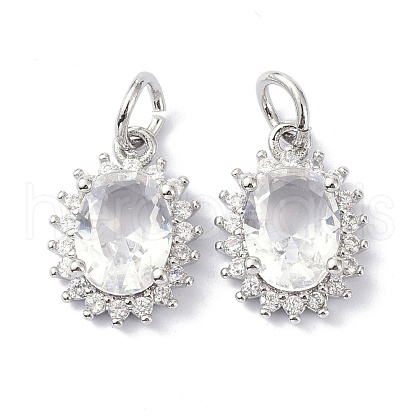 Brass Cubic Zirconia Charms ZIRC-C022-14P-1