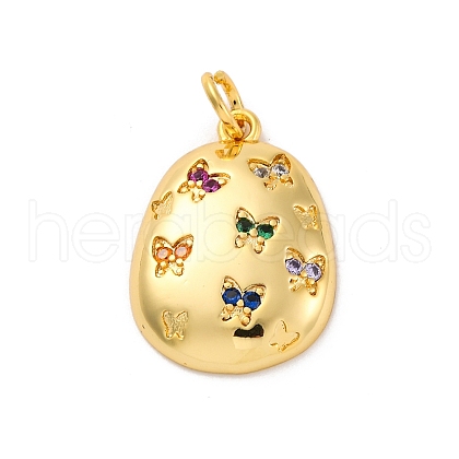 Brass Micro Pave Cubic Zirconia Pendants KK-U033-17G-1