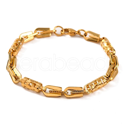 PVD Vacuum Plating 201 Stainless Steel Link Chain Bracelets BJEW-B078-84G-1