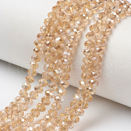 Electroplate Glass Beads Strands EGLA-A034-T4mm-K01-1