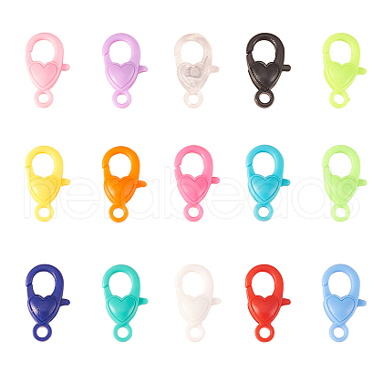 120Pcs 15 Colors Plastic Lobster Claw Clasps KY-CJ0001-46-1