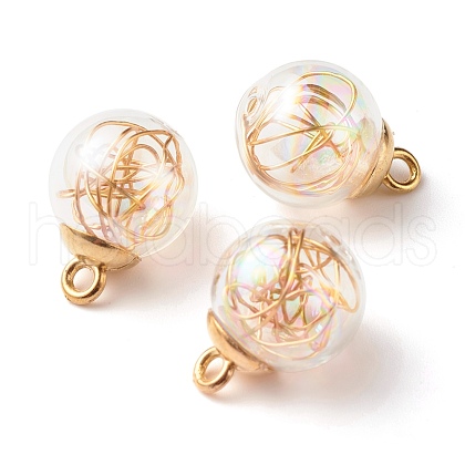 Transparent Handmade Blown Glass Bottle Pendants PALLOY-JF01240-1