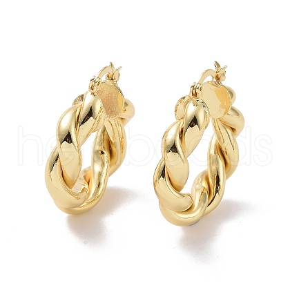 Rack Plating Brass Twist Rope Thick Hoop Earrings for Women X-EJEW-G315-03G-1