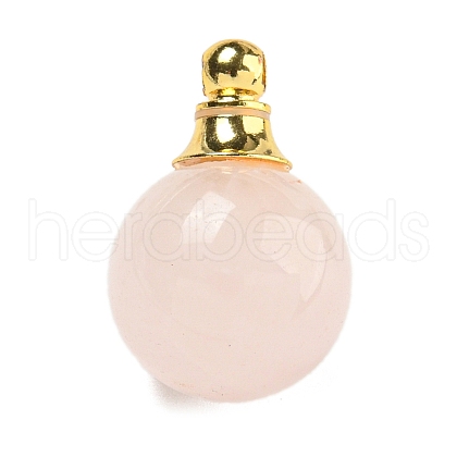 Natural Rose Quartz Perfume Bottle Pendants G-K338-22G-02-1