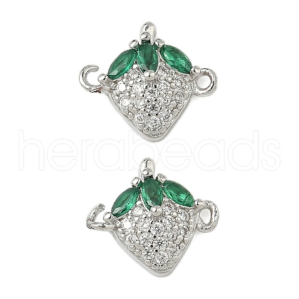 Brass Pave Green & Clear Cubic Zirconia Fruit Connector Charms KK-Z109-01P-03-1