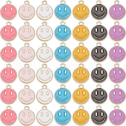 SUPERFINDINGS 98Pcs 7 Colors Light Gold Alloy Enamel Charms ENAM-FH0001-28-1