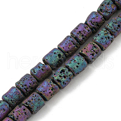 Electroplated Natural Lava Rock Beads Strands G-Z032-J04-12A-1