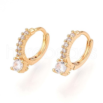 Brass Micro Pave Cubic Zirconia Hoop Earring Finding KK-N261-27G-1