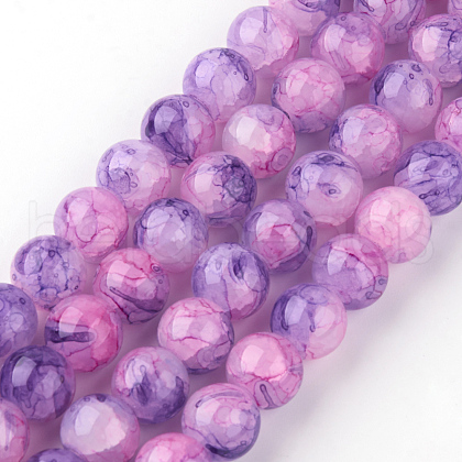 Baking Painted Crackle Glass Bead Strands DGLA-Q023-6mm-YS69-1