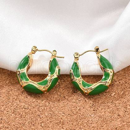 304 Stainless Steel Enamel Hoop Earrings EJEW-Z079-01G-01-1