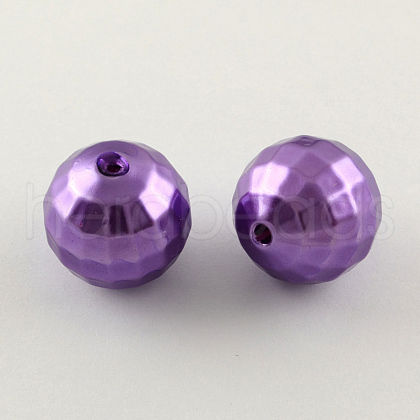 ABS Plastic Imitation Pearl Faceted Round Beads MACR-S251-A64-1