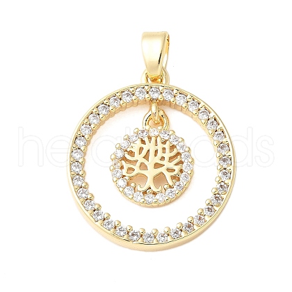 Brass Micro Pave Cubic Zirconia Pendants KK-D357-02B-G-1