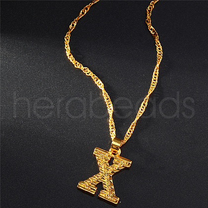 Brass Initial Pendant Necklaces FS-WG68BA5-24-1
