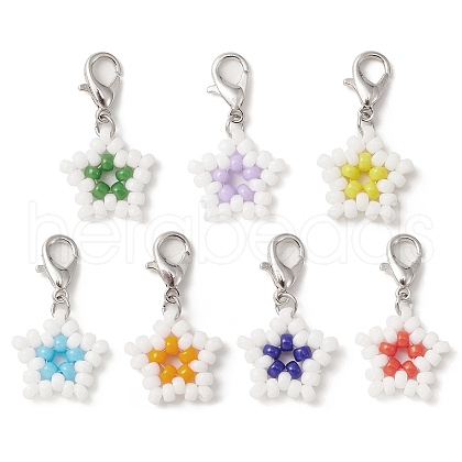 Star Glass Seed Beads Pendants HJEW-MZ00029-1