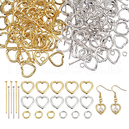 CHGCRAFT 160Pcs 2 Style Tibetan Style Heart Bead Frame DIY-CA0006-24-1