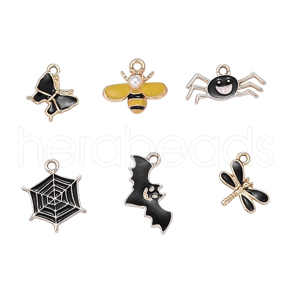 36Pcs 6 Style Light Gold Plated Alloy Pendants ENAM-ZZ0001-05-1