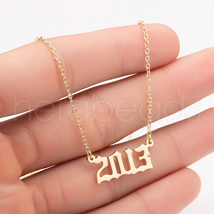 2013 Birth Year Number 201 Stainless Steel Pendant Cable Chain Necklaces FS-WGB5F08-54-1
