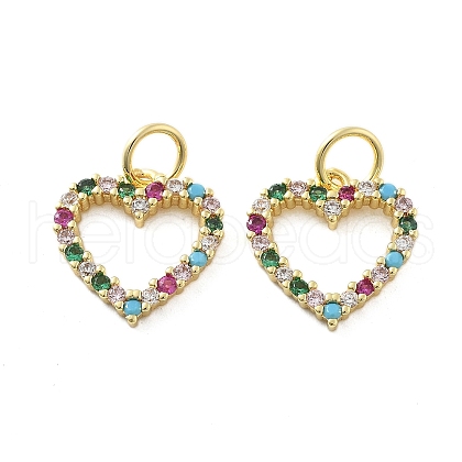 Brass Micro Pave Cubic Zirconia Pendants KK-C092-24G-G-1