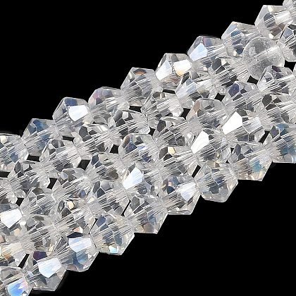 Transparent Electroplate Glass Beads Strands GLAA-F029-3mm-A13-1