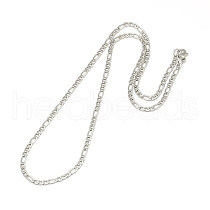 304 Stainless Steel Figaro Chain Necklace Making STAS-A028-N022MP-1