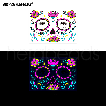 Mask with Flower Pattern Luminous Body Art Tattoos LUMI-PW0001-135B-1