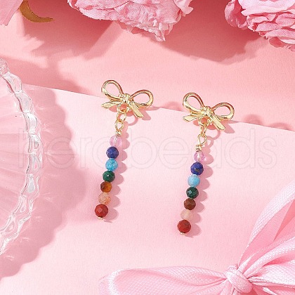 Chakra Bowknot Alloy Dangle Stud Earrings EJEW-JE06378-01-1