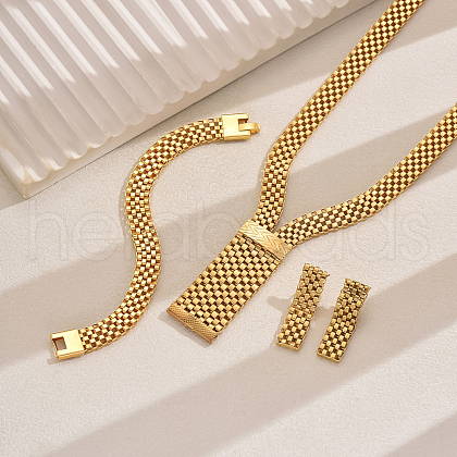 Iron Wide Chain Bracelets & Earrings & Necklaces Sets for Women Formal Events VN2065-1