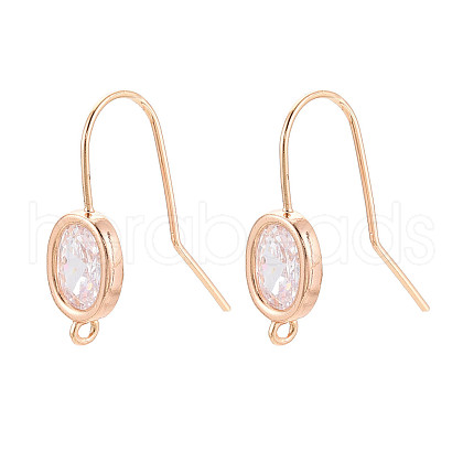 Brass Micro Pave Clear Cubic Zirconia Earring Hooks KK-N267-35G-1