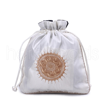 Chinese Style Rectangle Brocade Drawstring Bags PW-WG11350-01-1